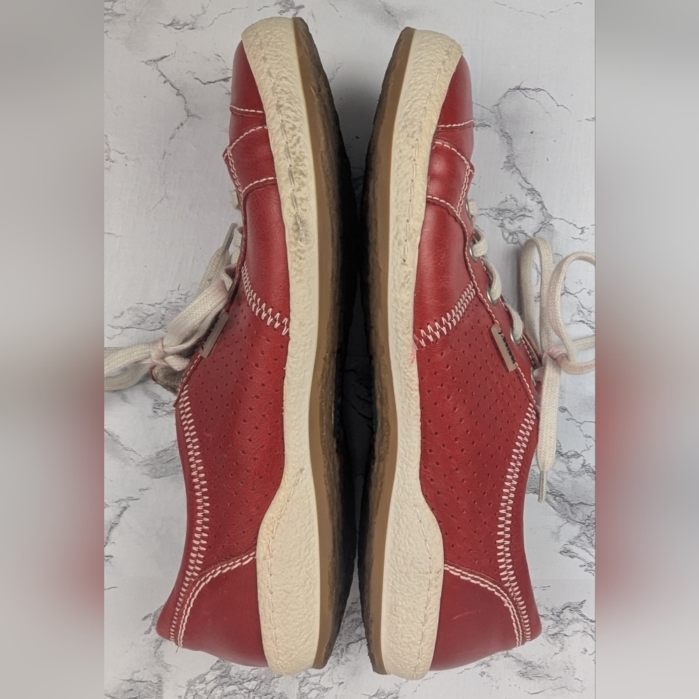 Josef Seibel Size 38 (Size 7-7.5) Red Leather Sneakers - Picture 3 of 11